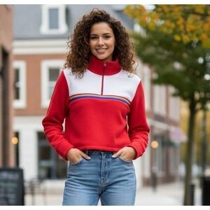 Flirtitude Active Cropped Top Womens XS Rainbow Colorblock Mock Neck 1/4 Zip Y2K